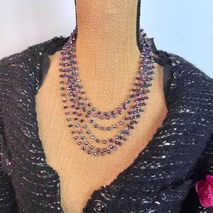 Necklace - Statement Necklace Multi-layered Purple Green Pink  Blue Handmade